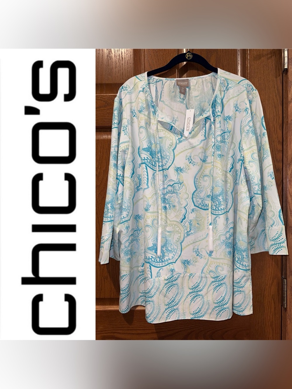 NWT Chico's Size 4 Aligers Paisley Tassel Tunic